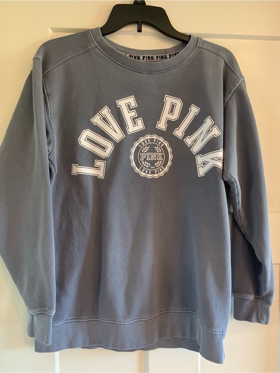 PINK Victoria's Secret Tops - PINK Victoria's Secret Crewneck Sweatshirt in Light Blue